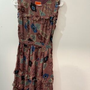 MODCLOTH Anthropologie Ruffle Floral Midi Sleeveless Dress size XS